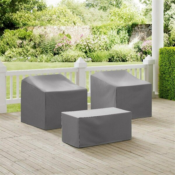 Terraza 3 Piece Furniture Cover Set With 2 Chairs & Coffee Table - Gray TE3594954